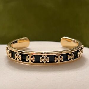 Tory Burch Kira Signature Gold tone and Black Bracelet